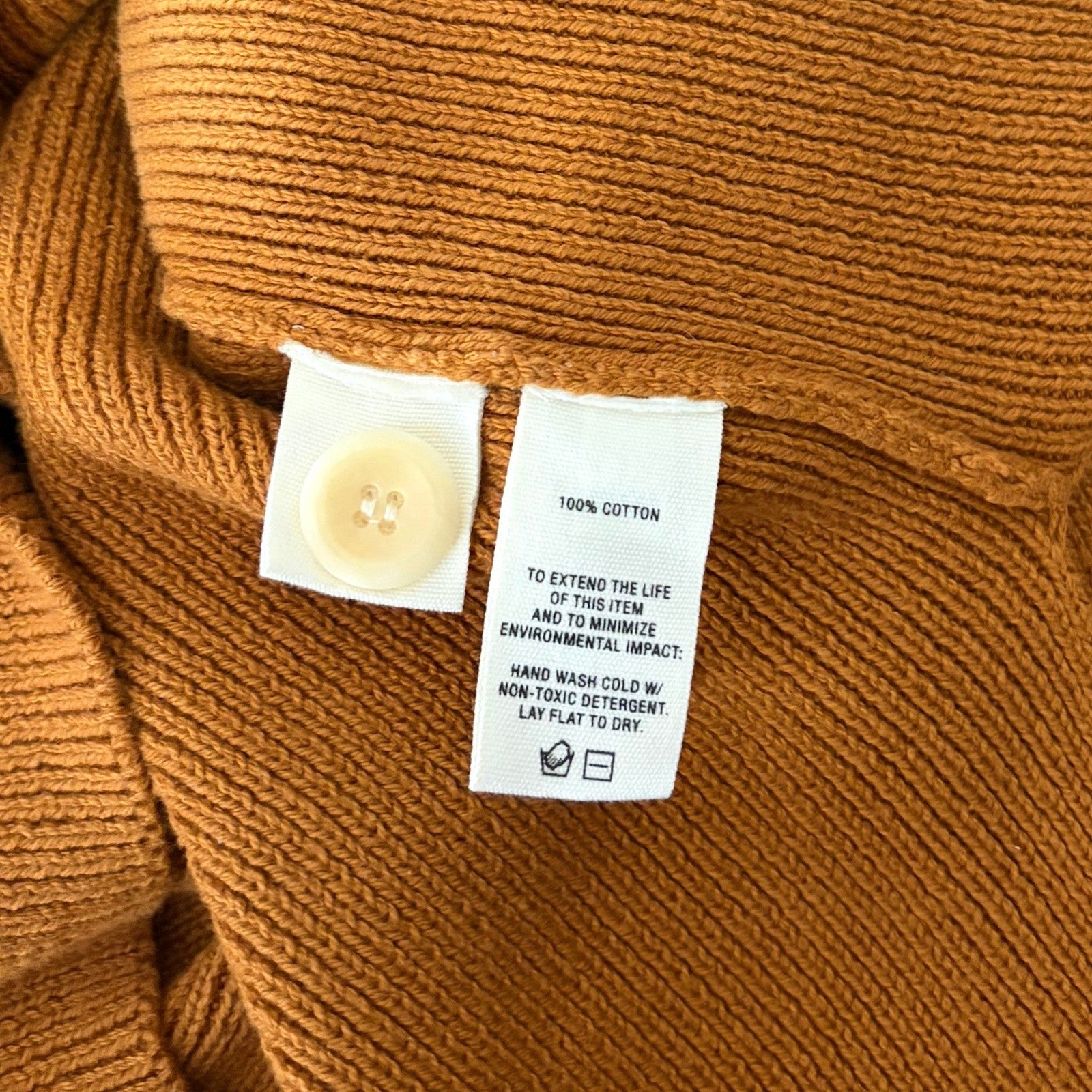 ALEX MILL Jo Ribbed Cardigan Sweater Caramel Brown Buttons Pockets Medium