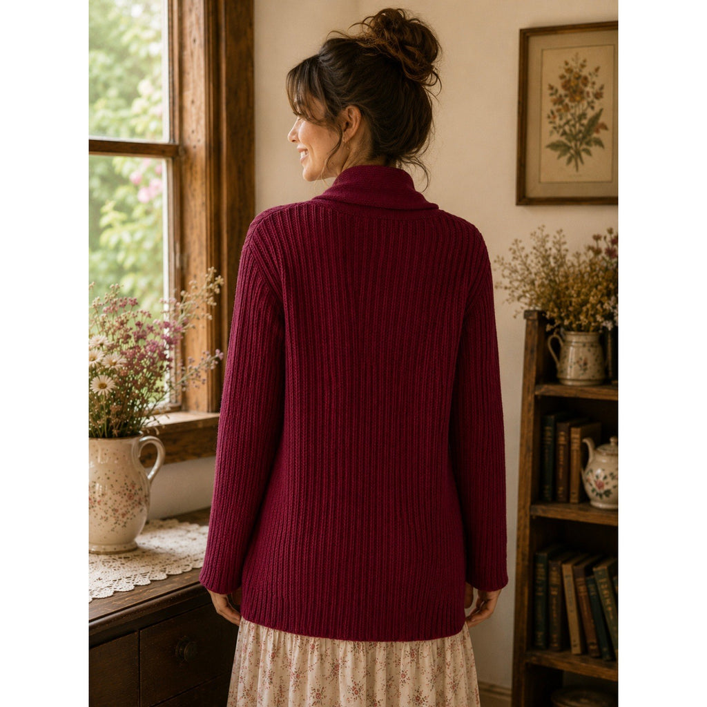 NWT!! WOOLOVERS Lambswool Shrug Cosy Cardigan Sweater Purple Wine Knit X-Large