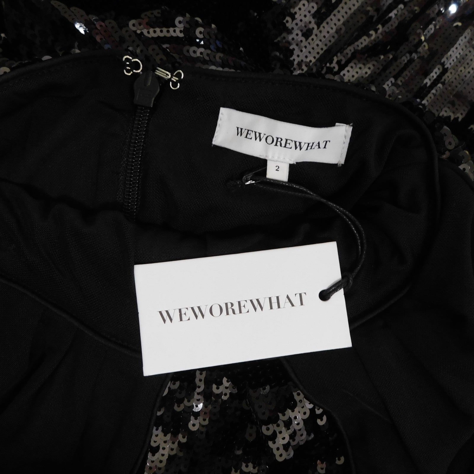 NWT!! WEWOREWHAT Black Sequin Halter Dress Full Length Maxi Glam Party Size 2