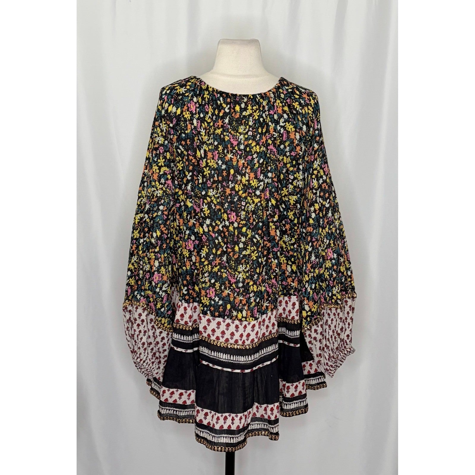 Revolve FREE PEOPLE Gardenia Tunic Top Shirt Floral Boho Festival Flowy Medium