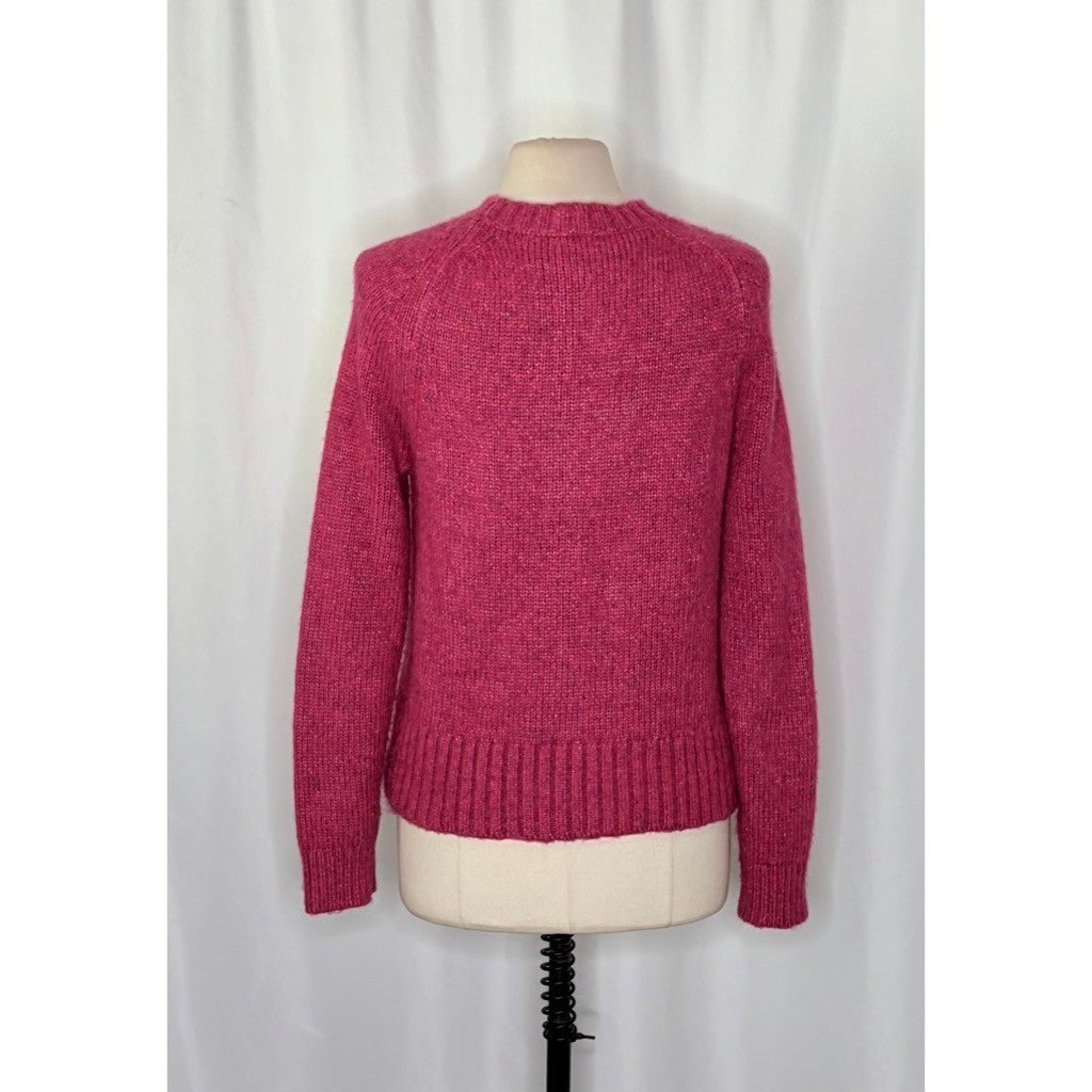 J. CREW Alpaca Blend Crewneck Sweater Pink Merino Wool Heathered Fuchsia Medium
