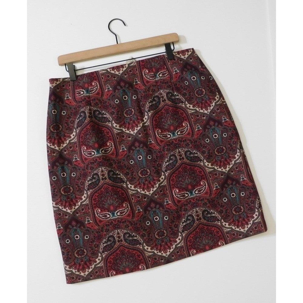 NWT!! TALBOTS Opulent Paisley Side Button Faux Wrap Skirt Academia 14P 14 Petite
