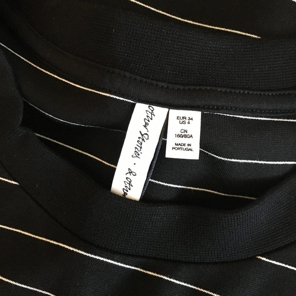& OTHER STORIES Striped T-Shirt Dress Black & White Knit Pullover Stripe Size 4