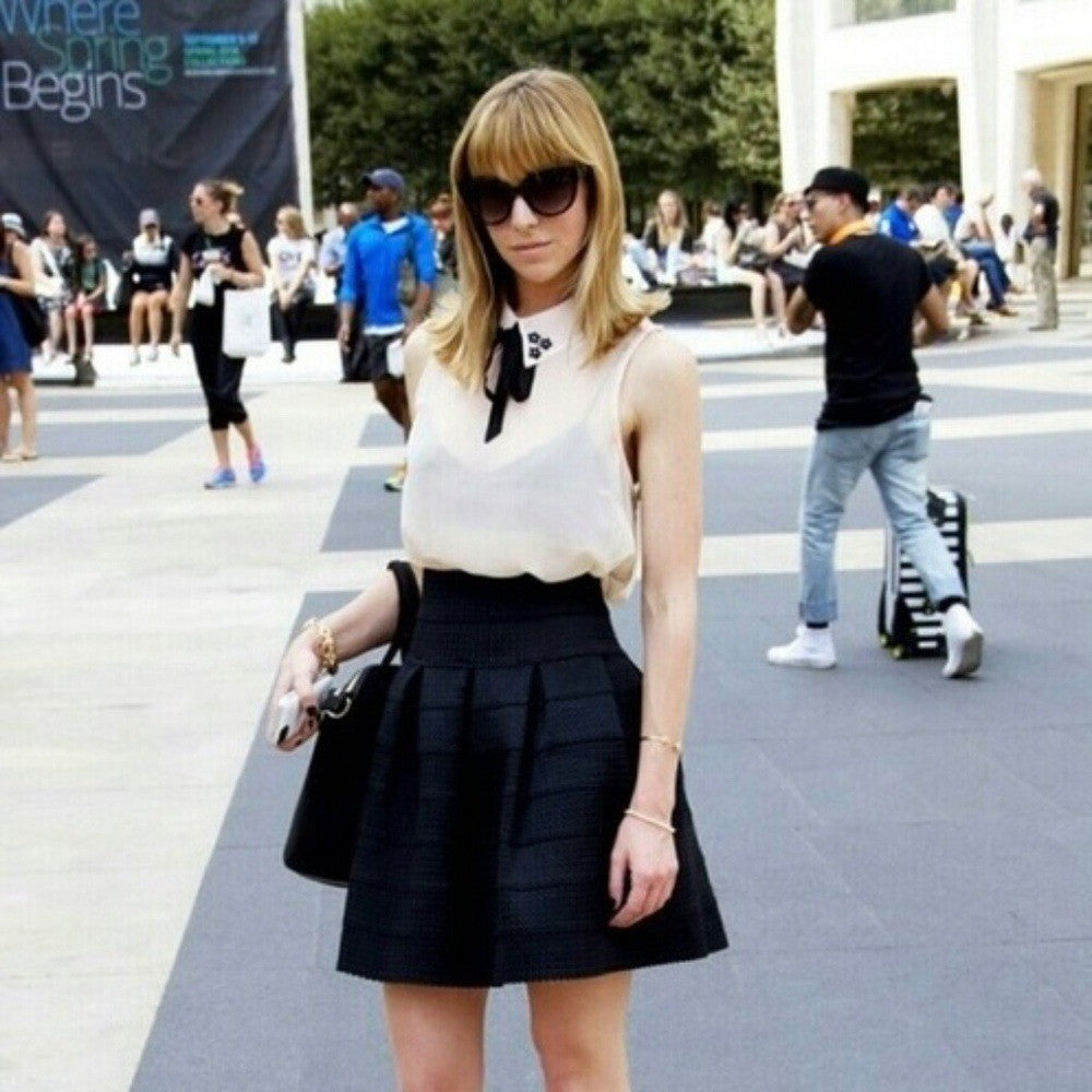 Anthropologie GIRLS FROM SAVOY Black Ponte Bell Skirt Mini Preppy X-Small Small
