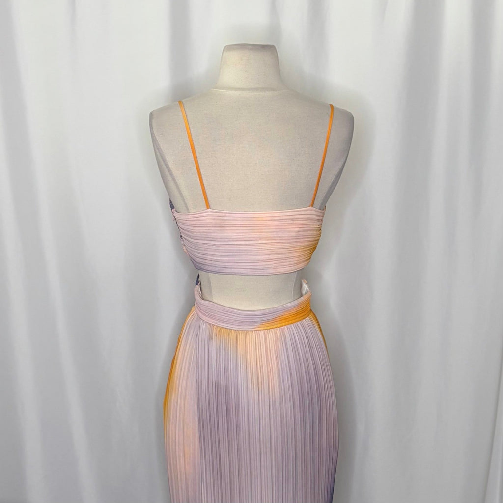 Revolve A.L.C. Sienna Dress Pastel Ombré Pleated Midi Dress Faux Wrap Size 6