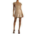 NWT!! Trina TRINA TURK Sequin Stripe Mini Party Cocktail Dress Gold Shift Small