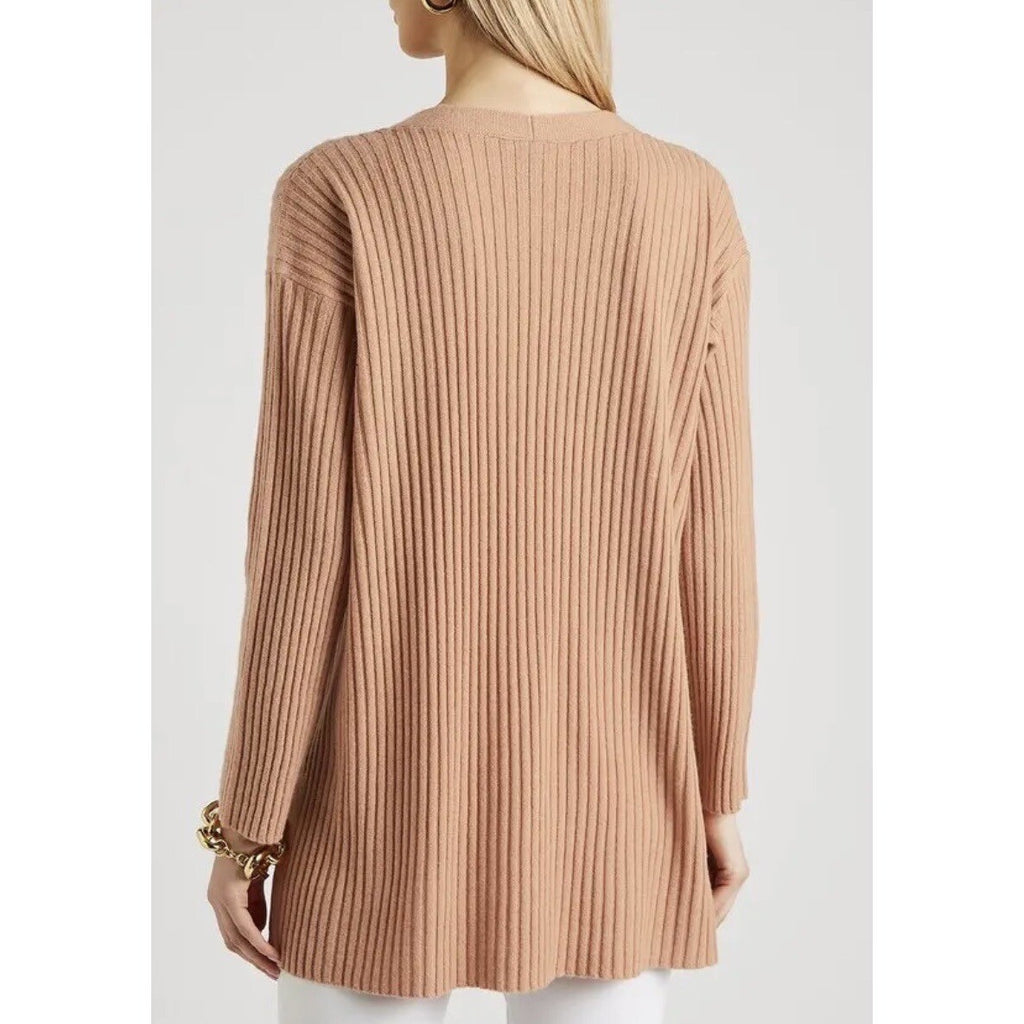 EILEEN FISHER Rose 100% Cashmere Ribbed Knit Jumper Sweater V-Neck Small Petite
