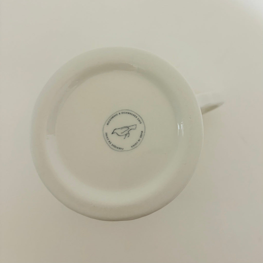 ANTHROPOLOGIE Letter "M" Monogram Mug White Minimalist Coffee Tea Farmhouse M