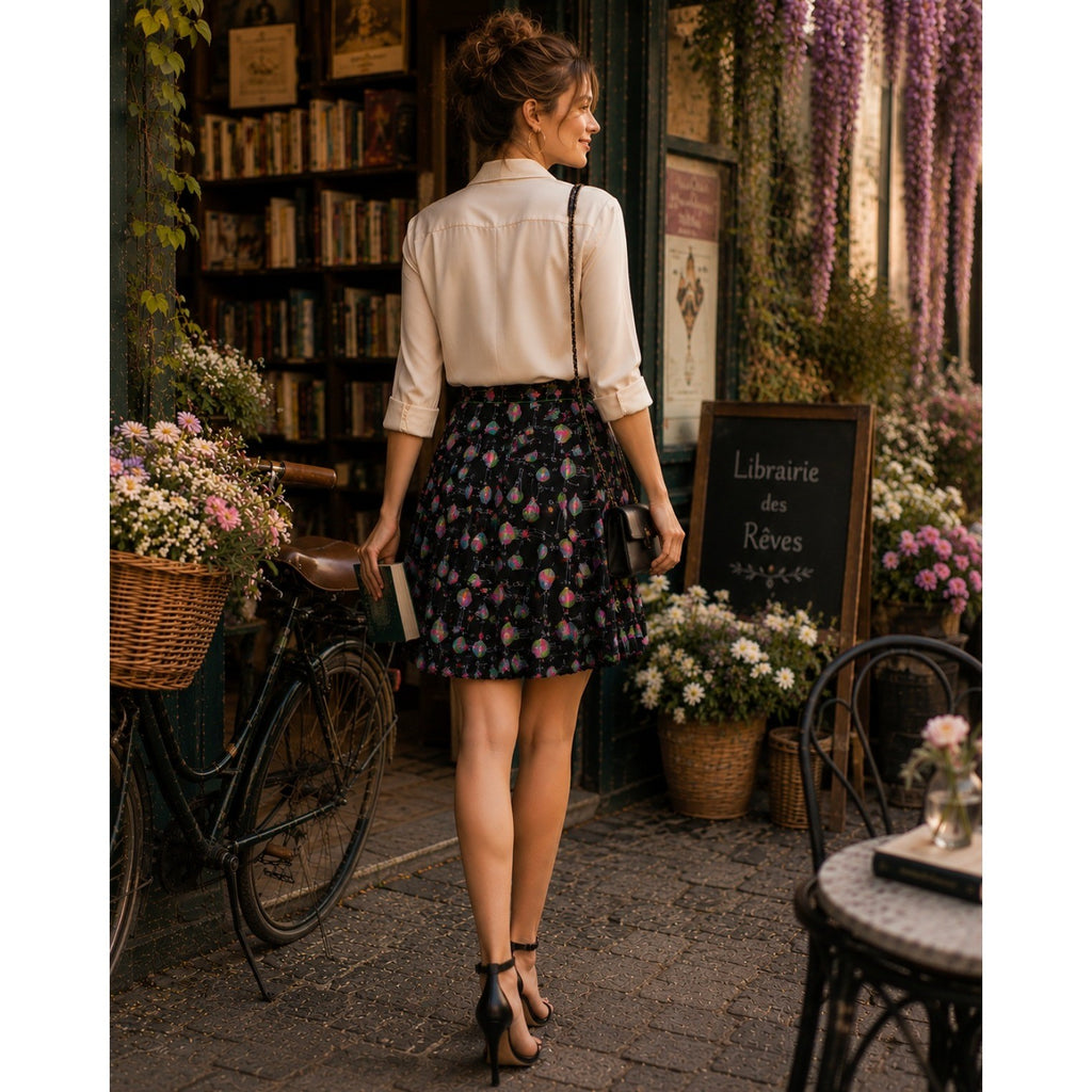 Anthropologie ANNA SUI Montgolfier Silk Skirt Hot Air Balloon Print Size 6