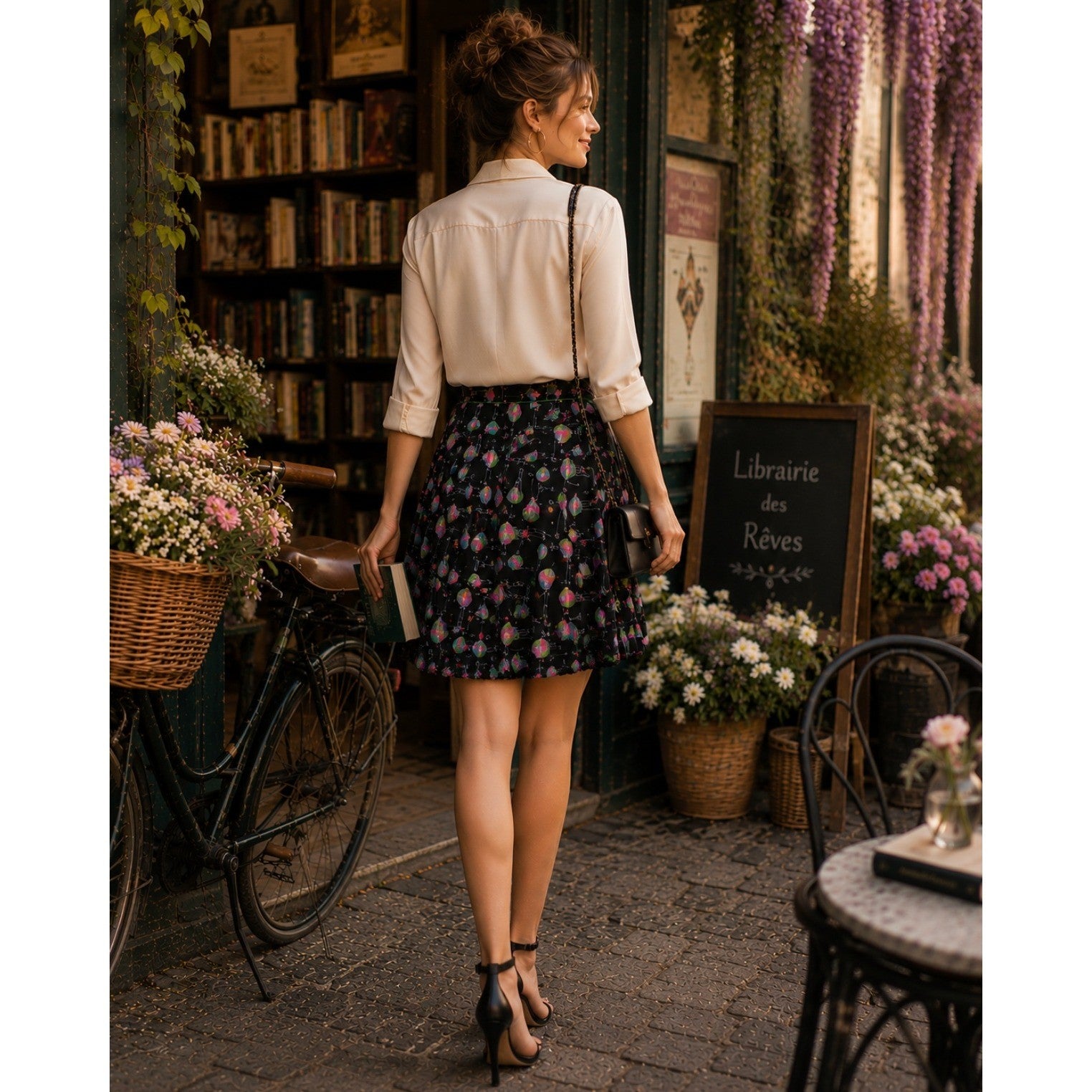 Anthropologie ANNA SUI Montgolfier Silk Skirt Hot Air Balloon Print Size 6