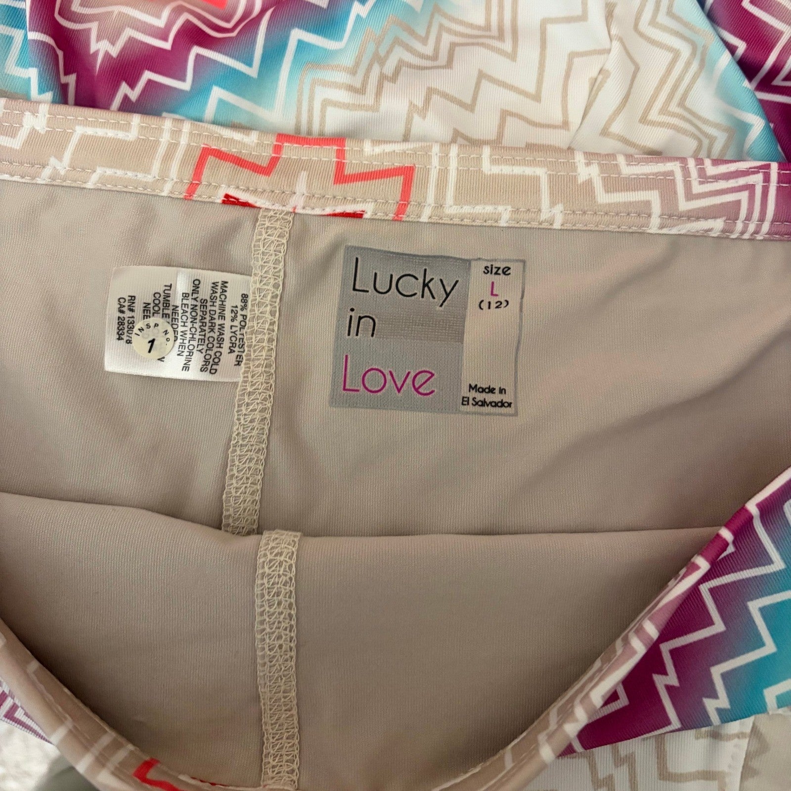 NWT!! LUCKY IN LOVE Chevron Skort Skirt Bright Stripes Sporty Tennis Large