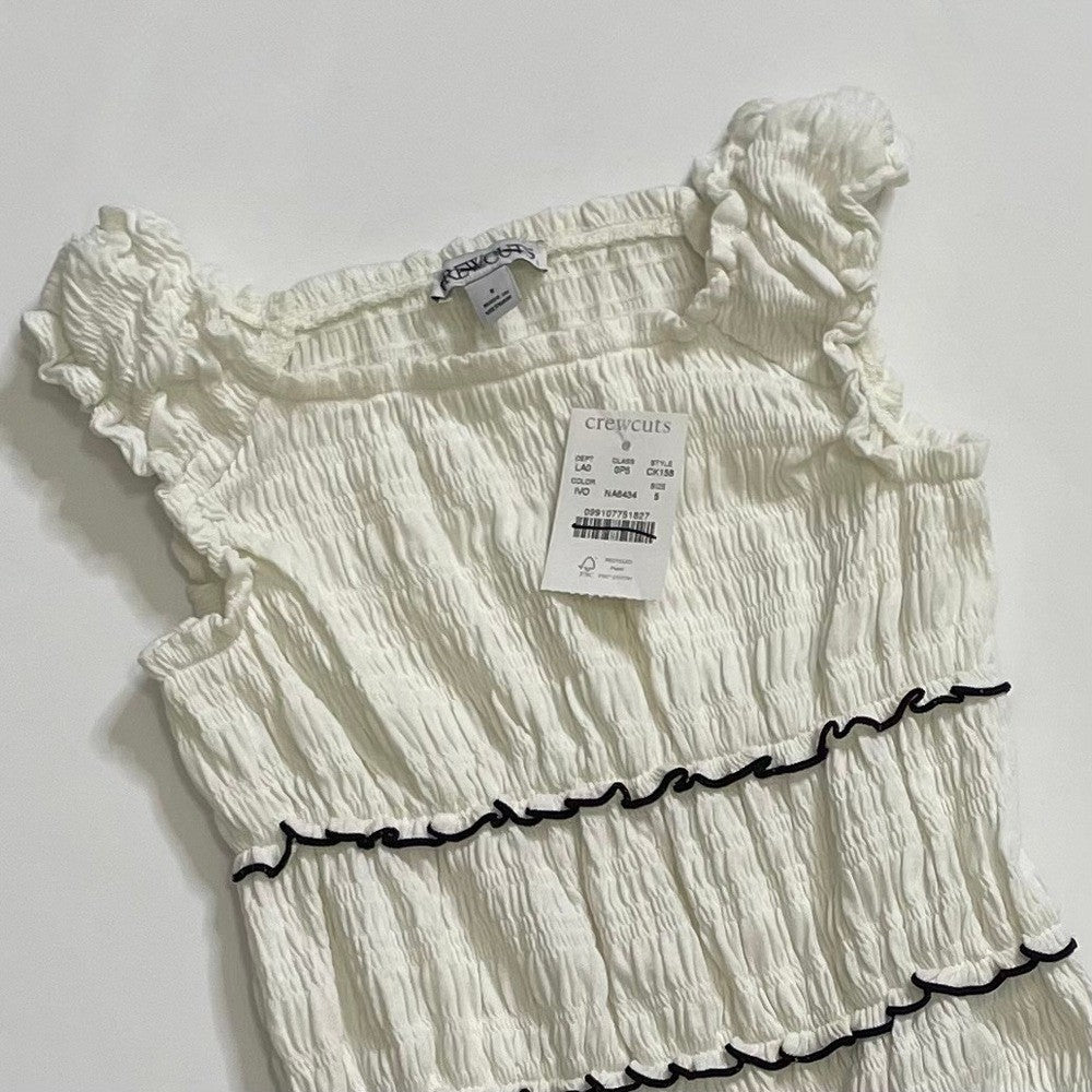 NWT!! Girl's J. CREW Crewcuts Smocked Lettuce-Edge Tank Crinkled Jersey Size 5