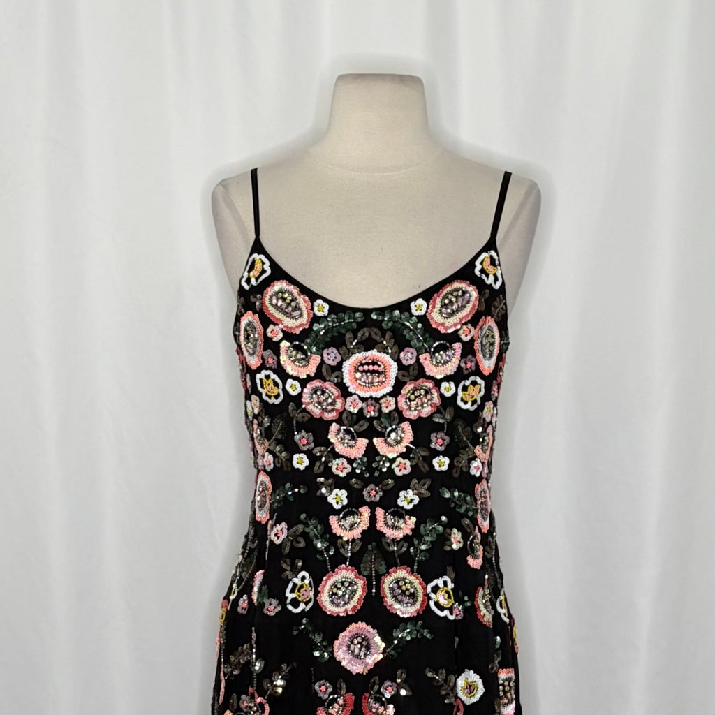 NEEDLE & THREAD Black Sequin Embellished Dress Beaded Party Special Occasion 8