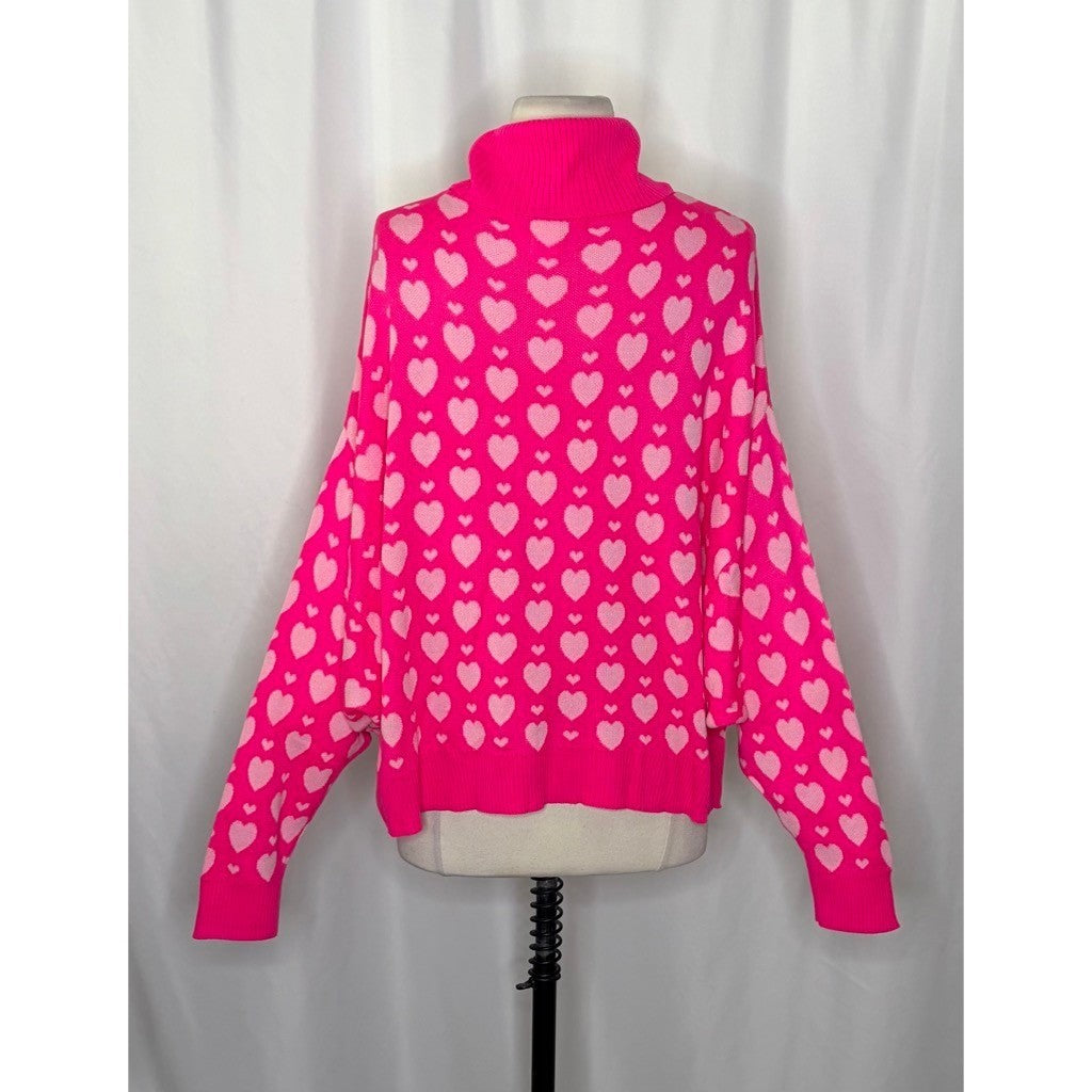 LILLY PULITZER Liggy Sweater Passion Fruit Pink Valentine Heart Jacquard Small