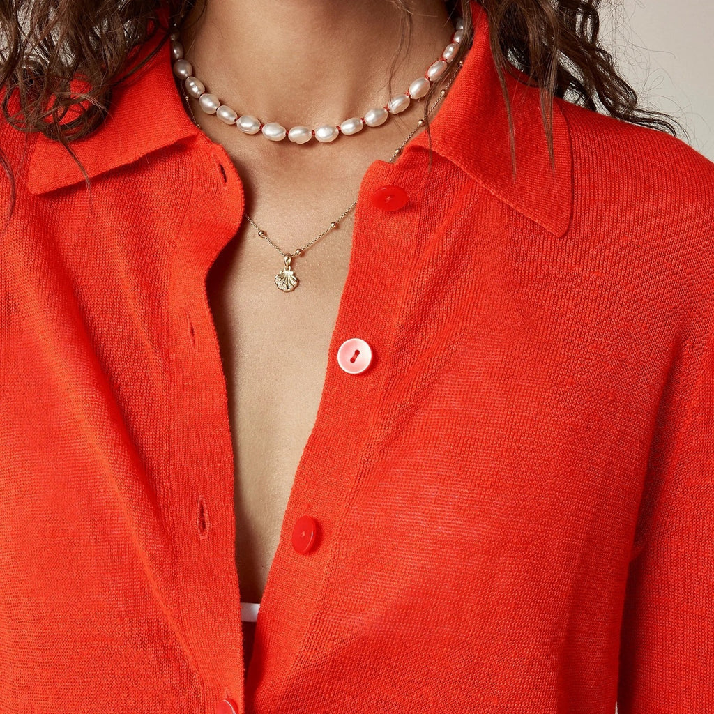 NWT!! J. CREW Collared Button-Up Sweater Cardigan Linen Poppy Orange Red Small