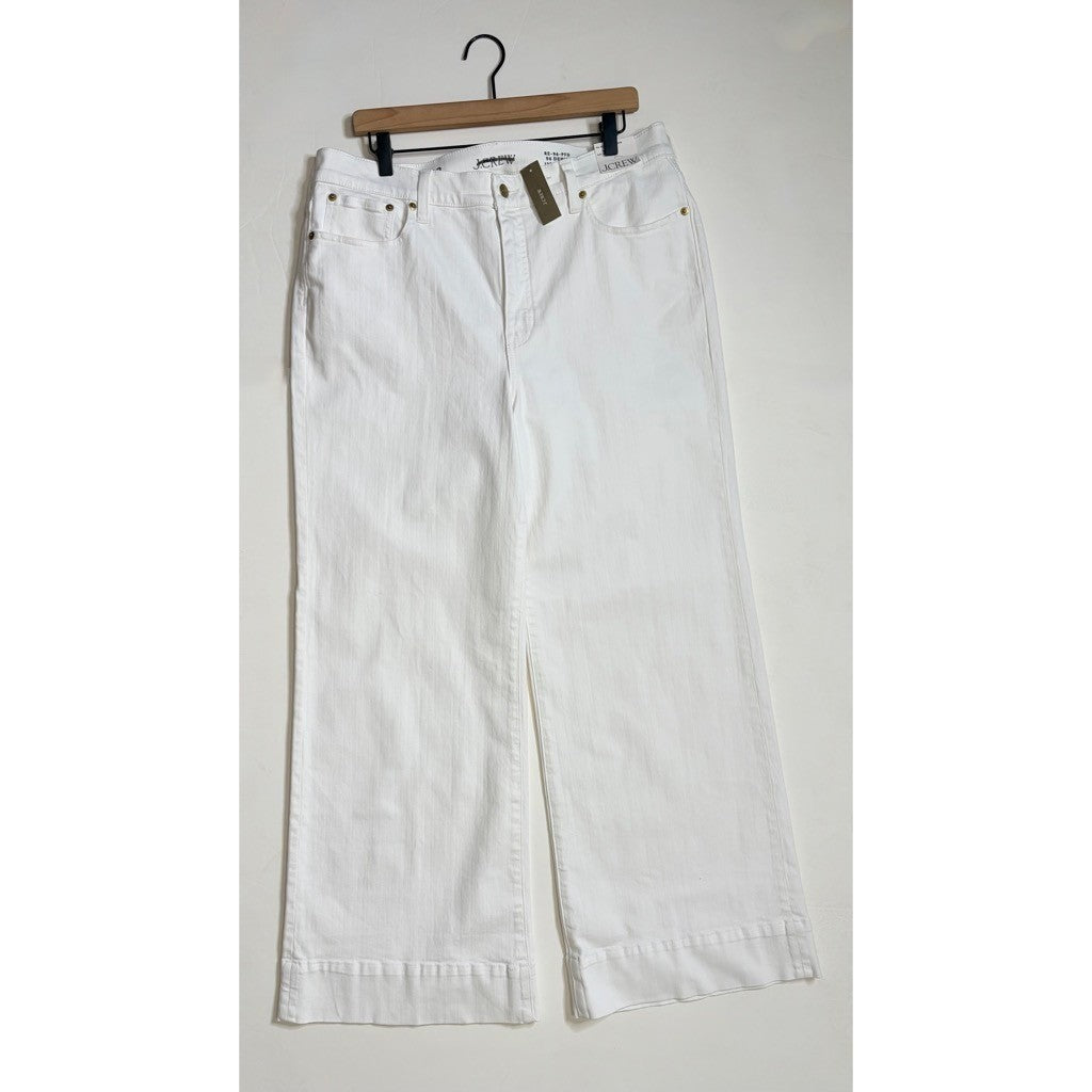 NWT!! J. CREW New High-Rise Denim Trouser Jeans White '96 Wide Leg Retro Size 32
