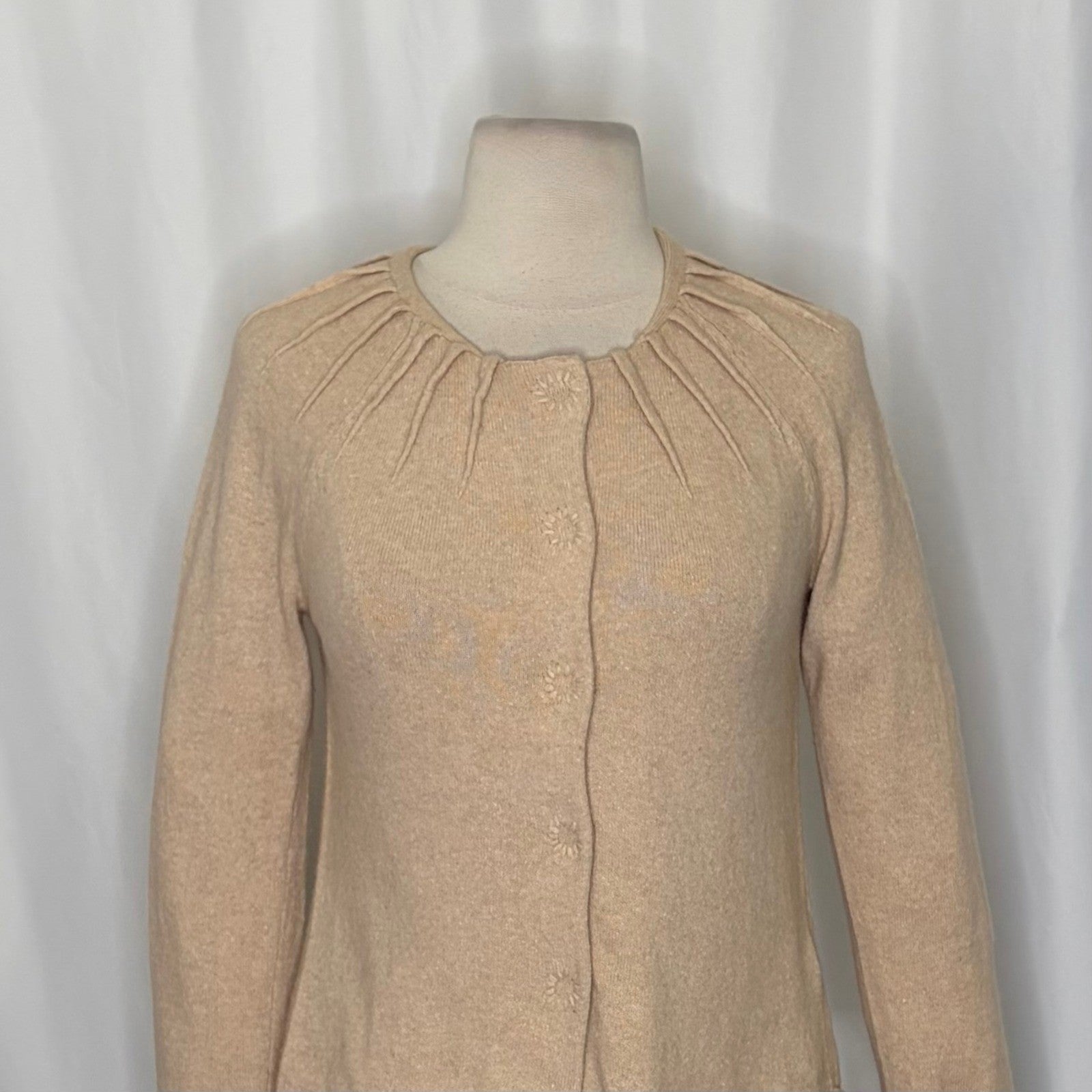 Anthropologie CHARLIE & ROBIN Cashmere Wool Cropped Cardigan Sweater Small