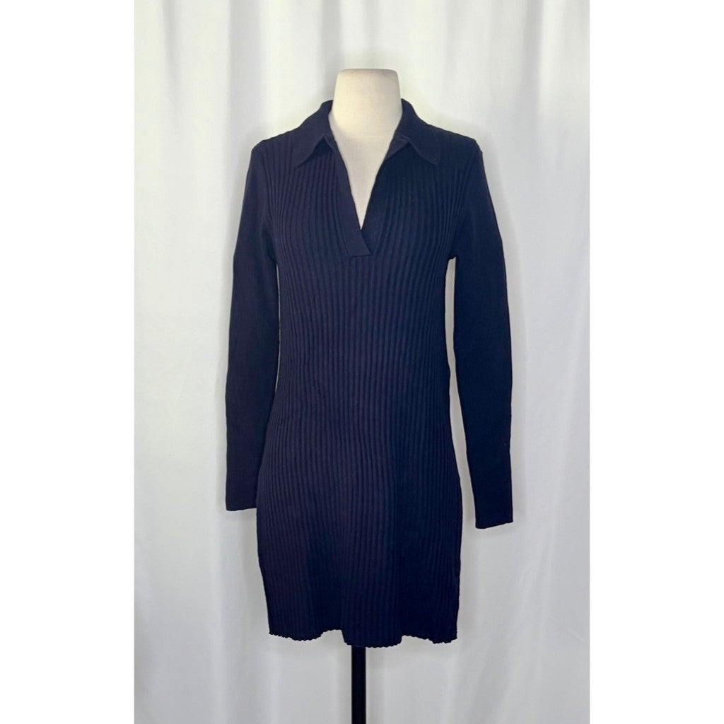 ALEX MILL Ribbed Tunic Sweater Dark Navy Blue Pullover Merino Wool Knit Small