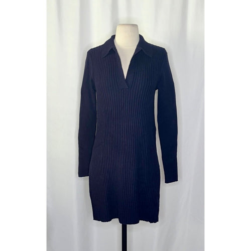 ALEX MILL Ribbed Tunic Sweater Dark Navy Blue Pullover Merino Wool Knit Small