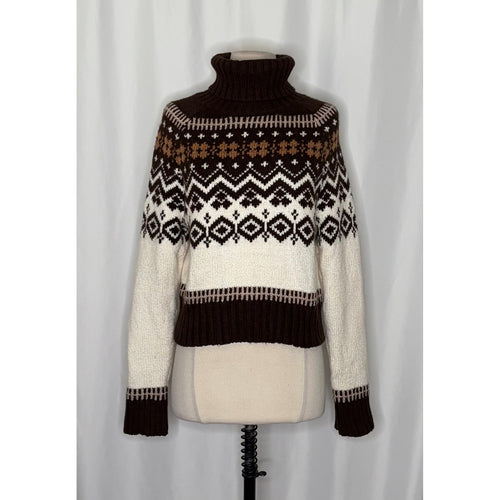 AMERICAN EAGLE Fairisle Snowdrift Turtleneck Sweater Cropped Fair Isle Small