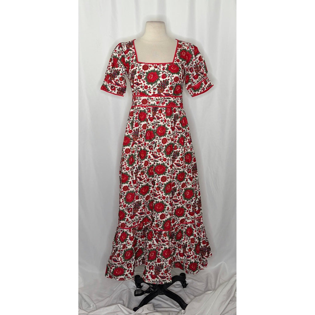 NWT!! Tuckernuck PINK CITY PRINTS Peony Bird Evelyn Dress Floral Maxi X-Small