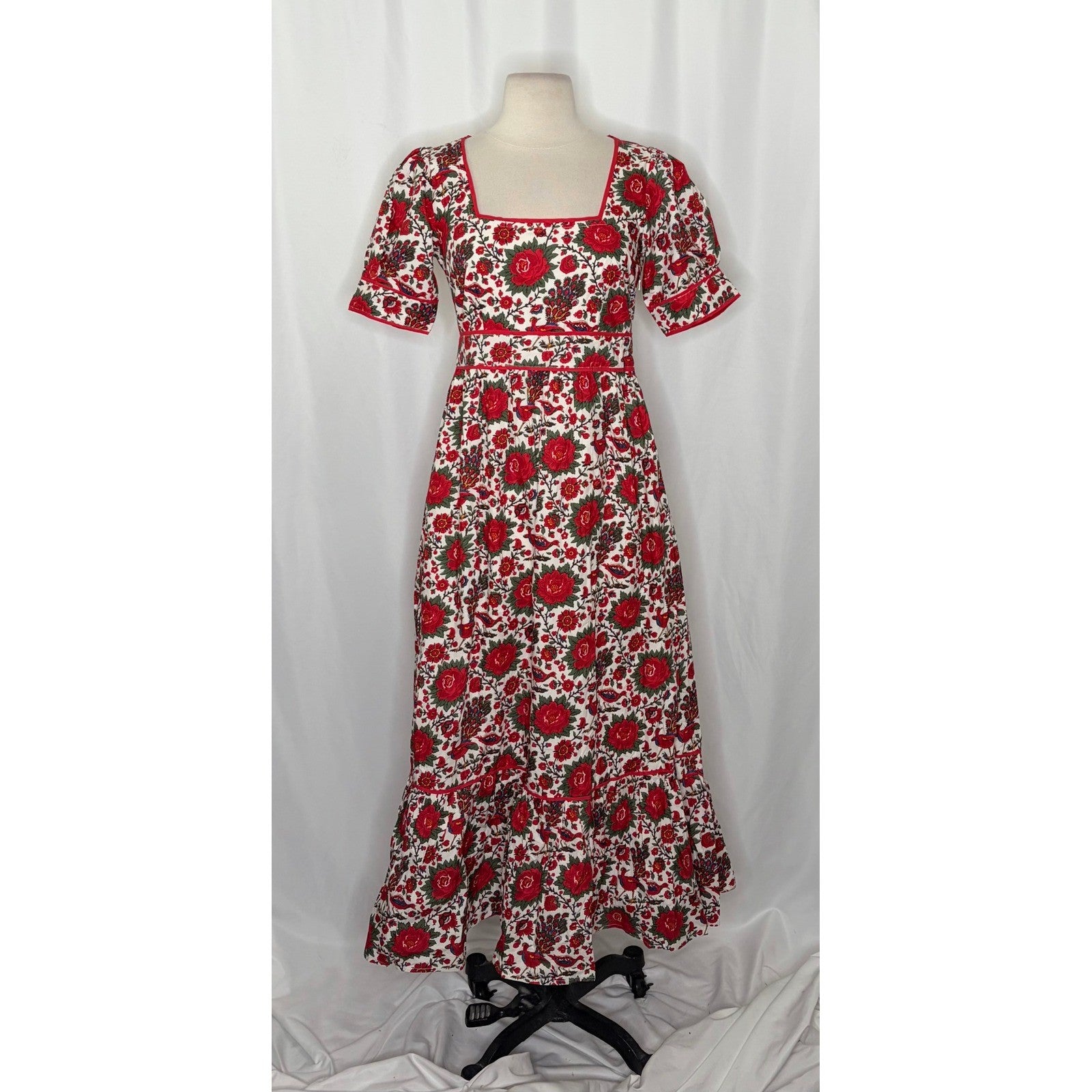 NWT!! Tuckernuck PINK CITY PRINTS Peony Bird Evelyn Dress Floral Maxi X-Small