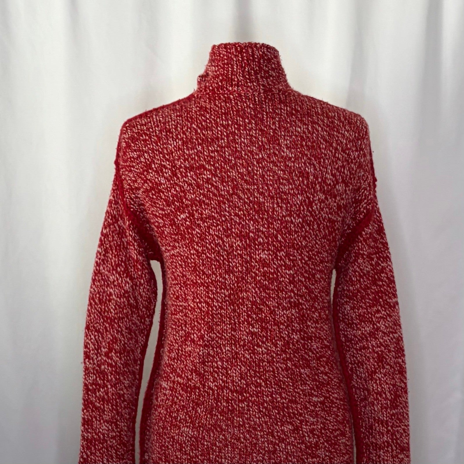 ARMANI COLLEZIONI Red White Wool Mock Neck Sweater Knit Pullover Medium