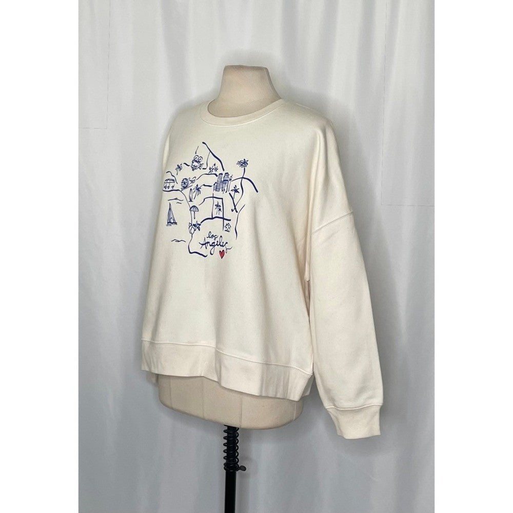 CLEOBELLA Los Angeles California Sweatshirt Pullover Graphic Map Hearts L.A. XL