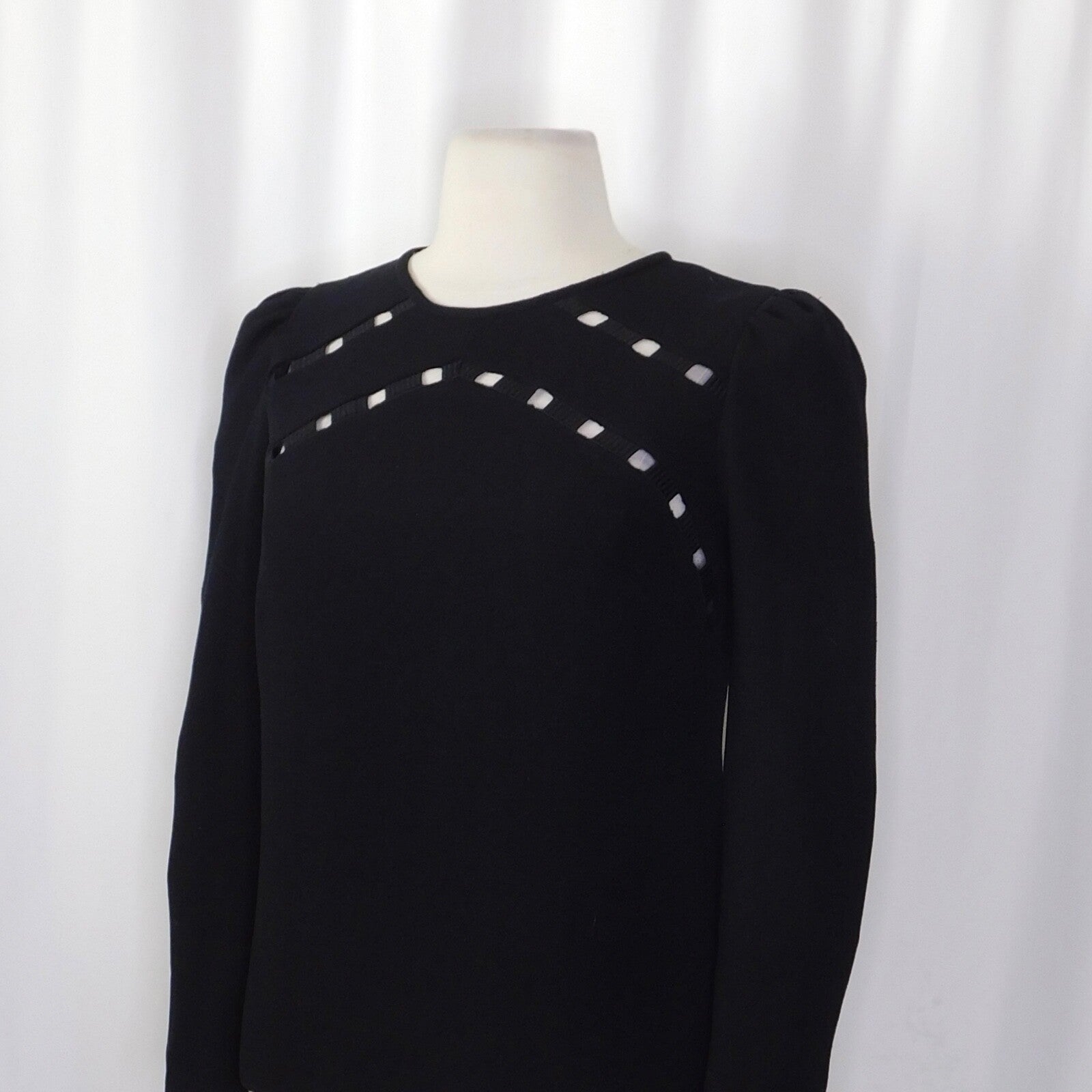 BA&SH Black Corus Top Blouse Cutout Details Solid Cut-Outs Bash Size 0 US Size 4