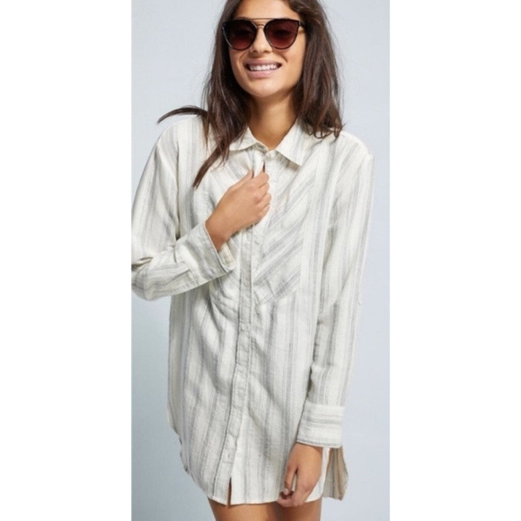 NWT!! Anthropologie LILKA Windrift Stripe Button Down Shirt Top Cotton X-Small
