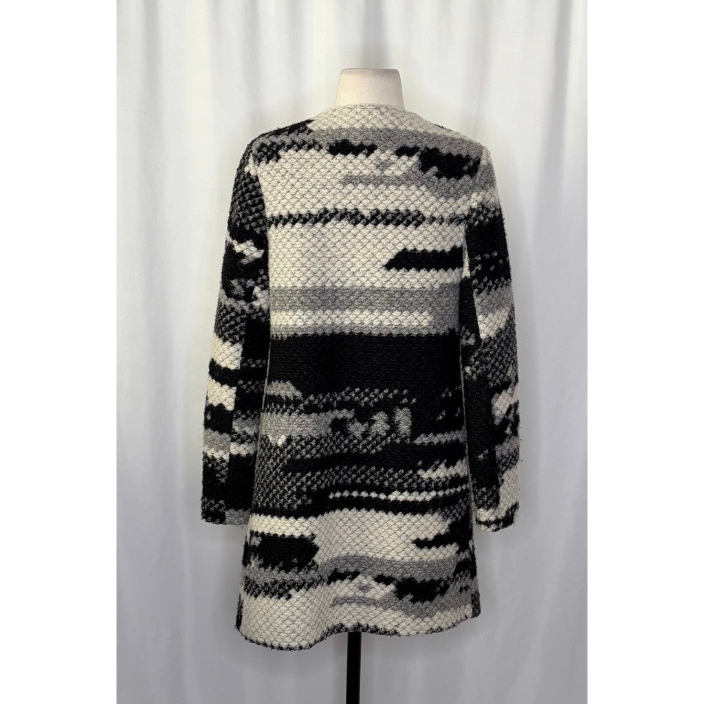 GUEST EDITOR Open Front Wool Jacket Black Gray Aztec Southwestern Western Small