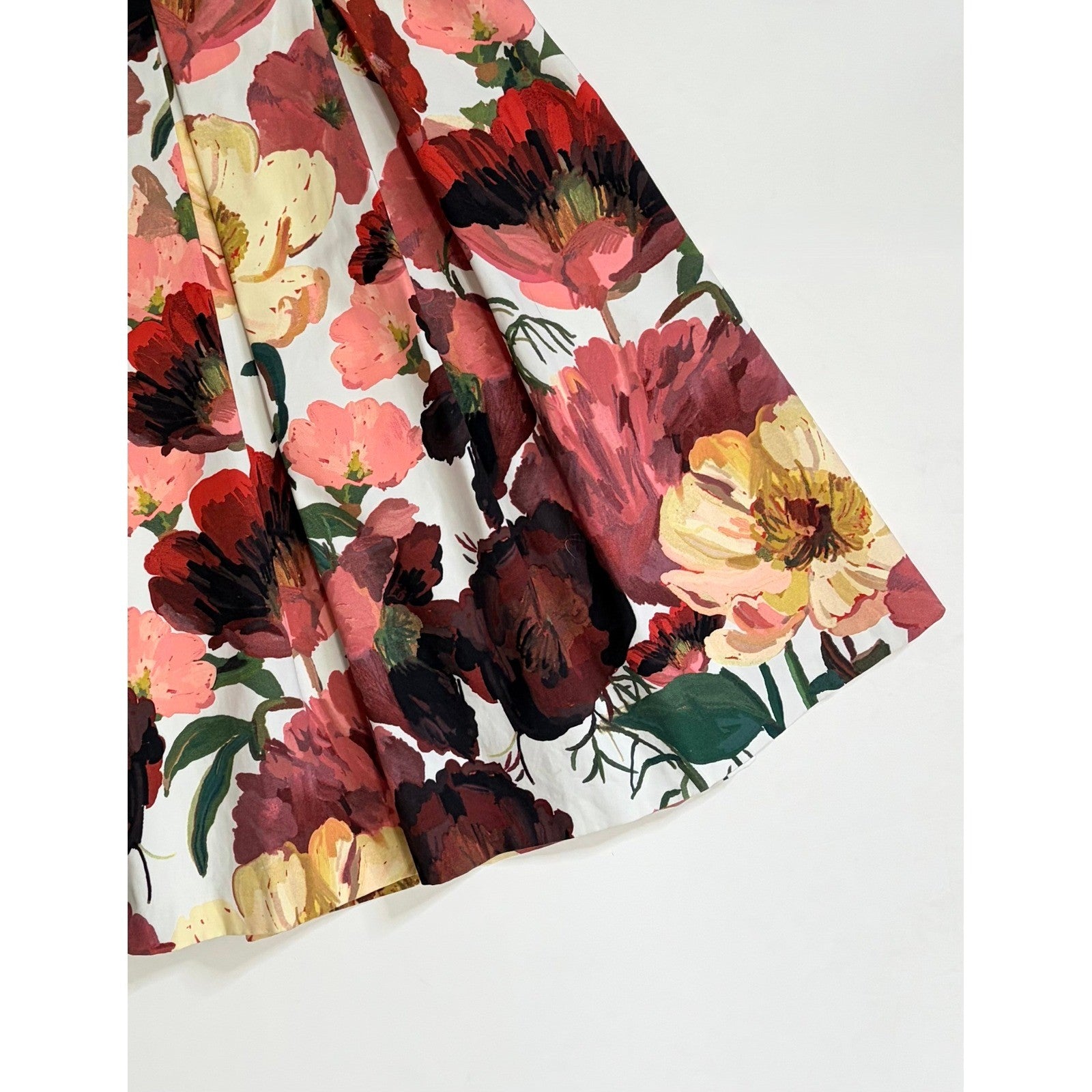 WHBM Floral Midi Skirt Pleated White House Black Market Poppy Poppies Size 6