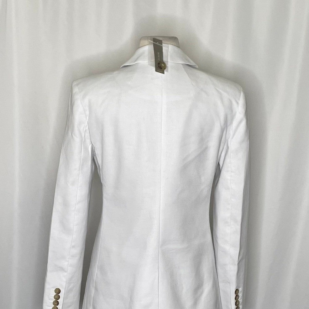NWT!! J. CREW Alexandra Blazer Stretch Linen Blend Solid White Jacket Size 4