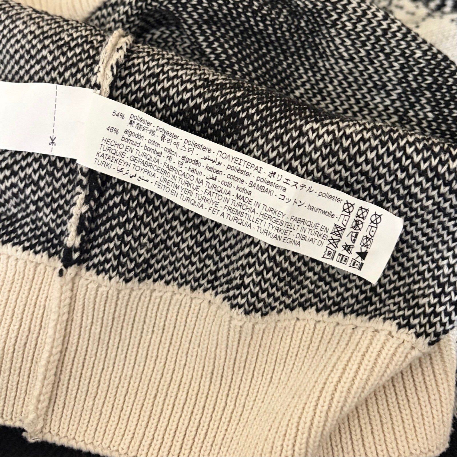 ZARA Pixelated Jacquard Sweater Crewneck Crew Pullover Knit Black Street Medium