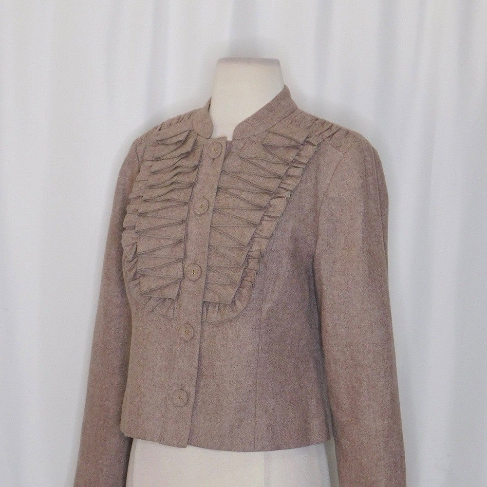 Anthropologie TABITHA Pleated As You Please Wool Blazer Jacket Pleats Size 8