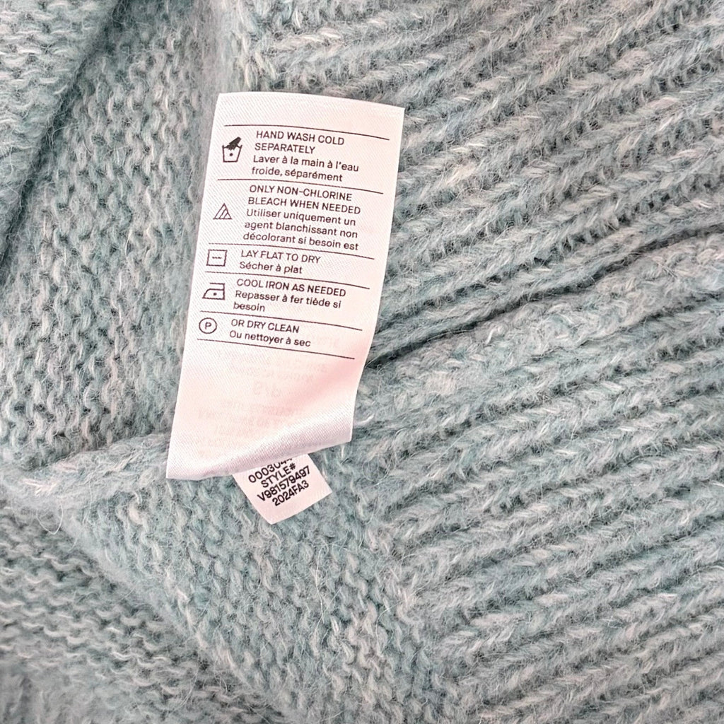 VINCE Italian Marled Alpaca Wool Knit Crew Neck Cozy Sweater Aqua Blue Small