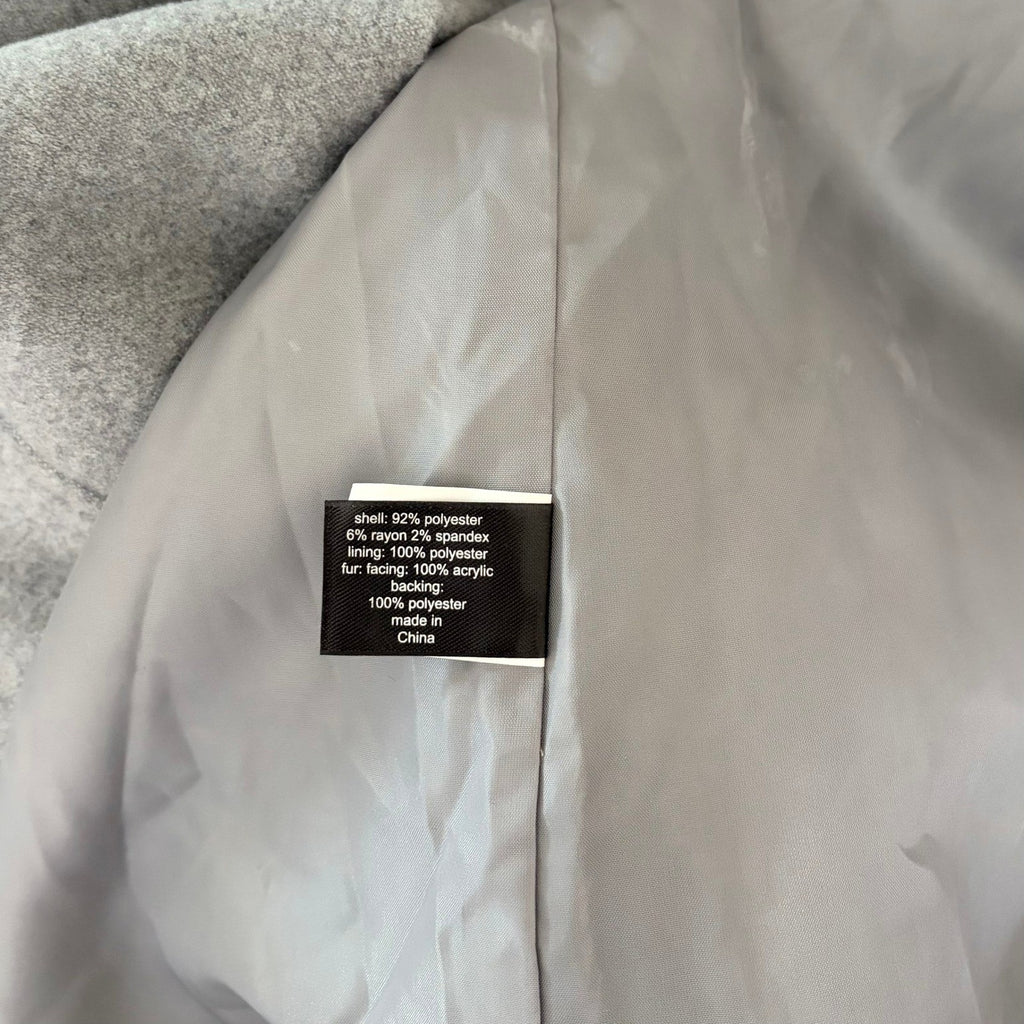 NWT!! LANE BRYANT Grey Belted Trench Coat Faux Fur Collar Cuffs Size 26 28