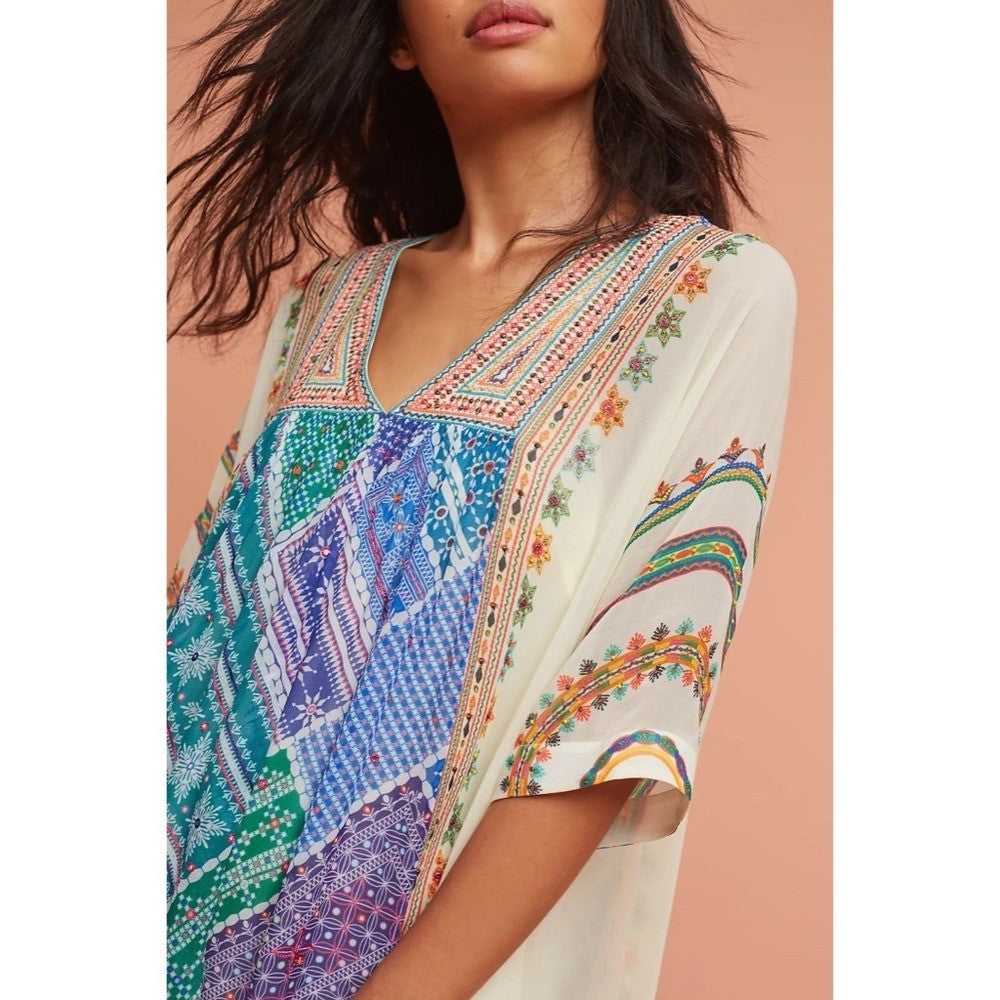 Anthropologie TANVI KEDIA Veena Beaded Caftan Beaded Mini Dress Bohemian Small