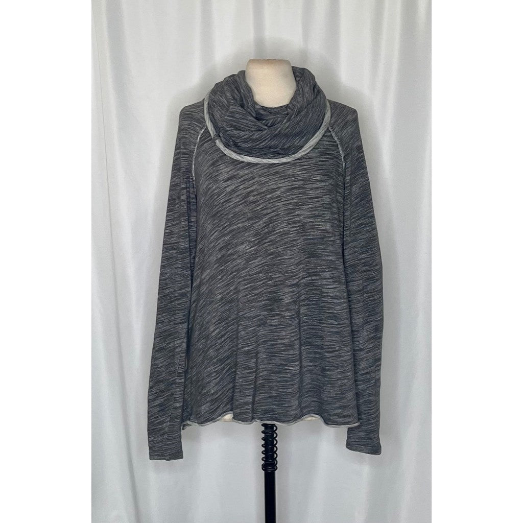 FREE PEOPLE FP Beach Cacoon Cowl Neck Knit Top Gray Space Dye X-Small Small