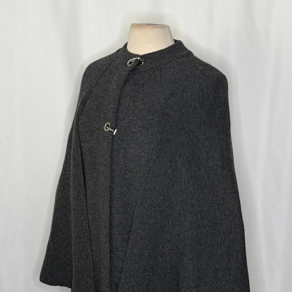 ZARA Charcoal Grey Wool Blend Cape Sweater Knitwear Knit Minimalist Medium