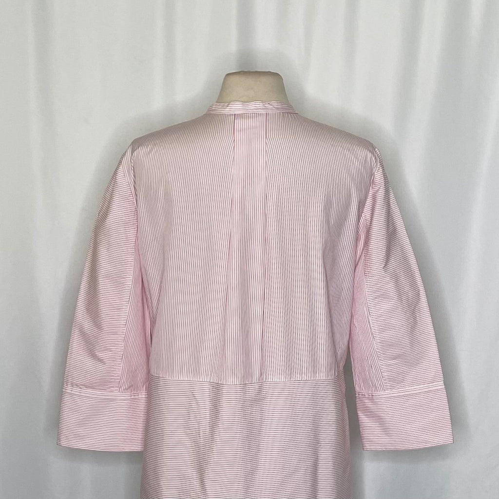 VINCE Red & White Striped Cotton Popover Tunic Top Blouse Nautical Preppy Medium