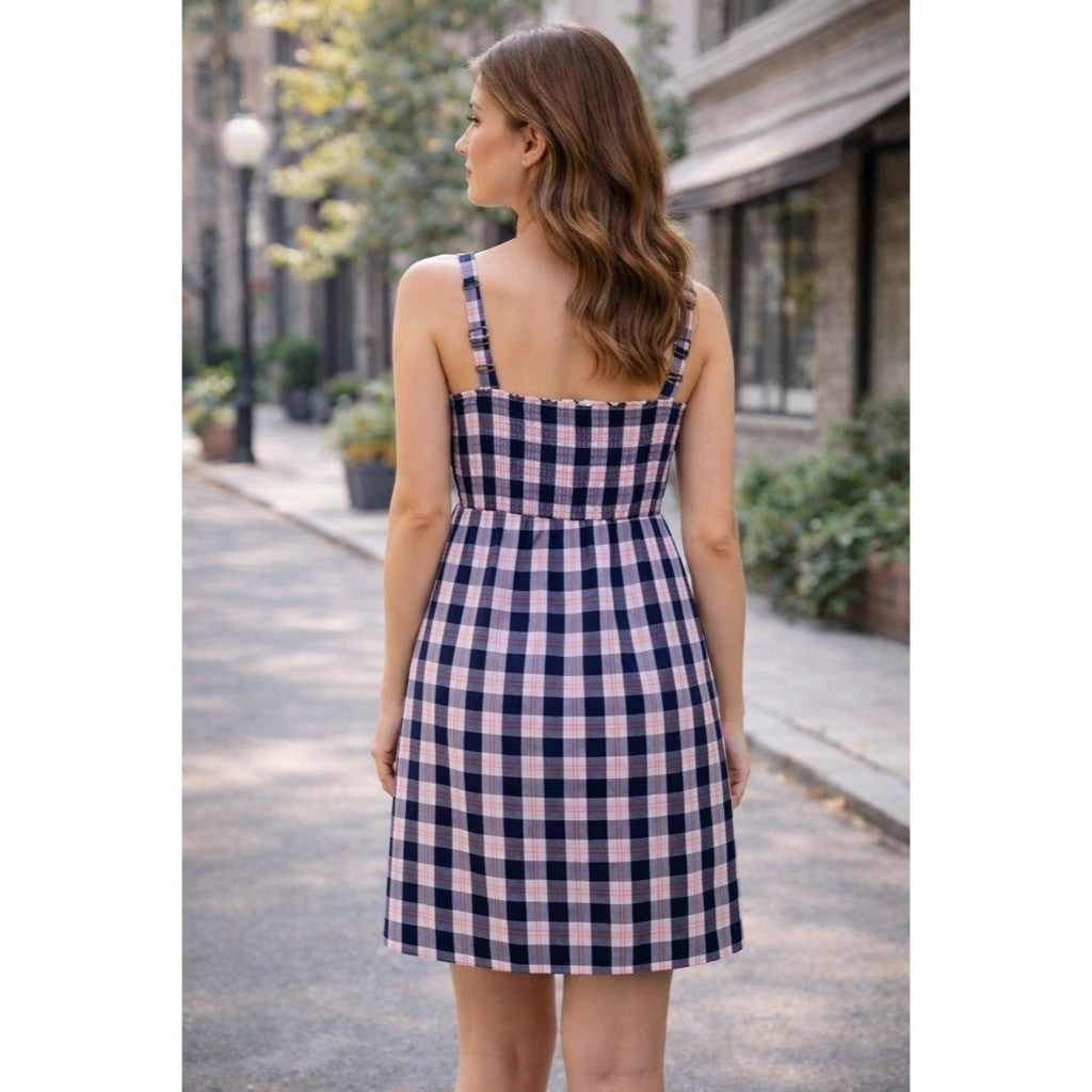 Anthropologie MAEVE Outshine Plaid Taffeta Dress Bow Coquette Preppy X-Small