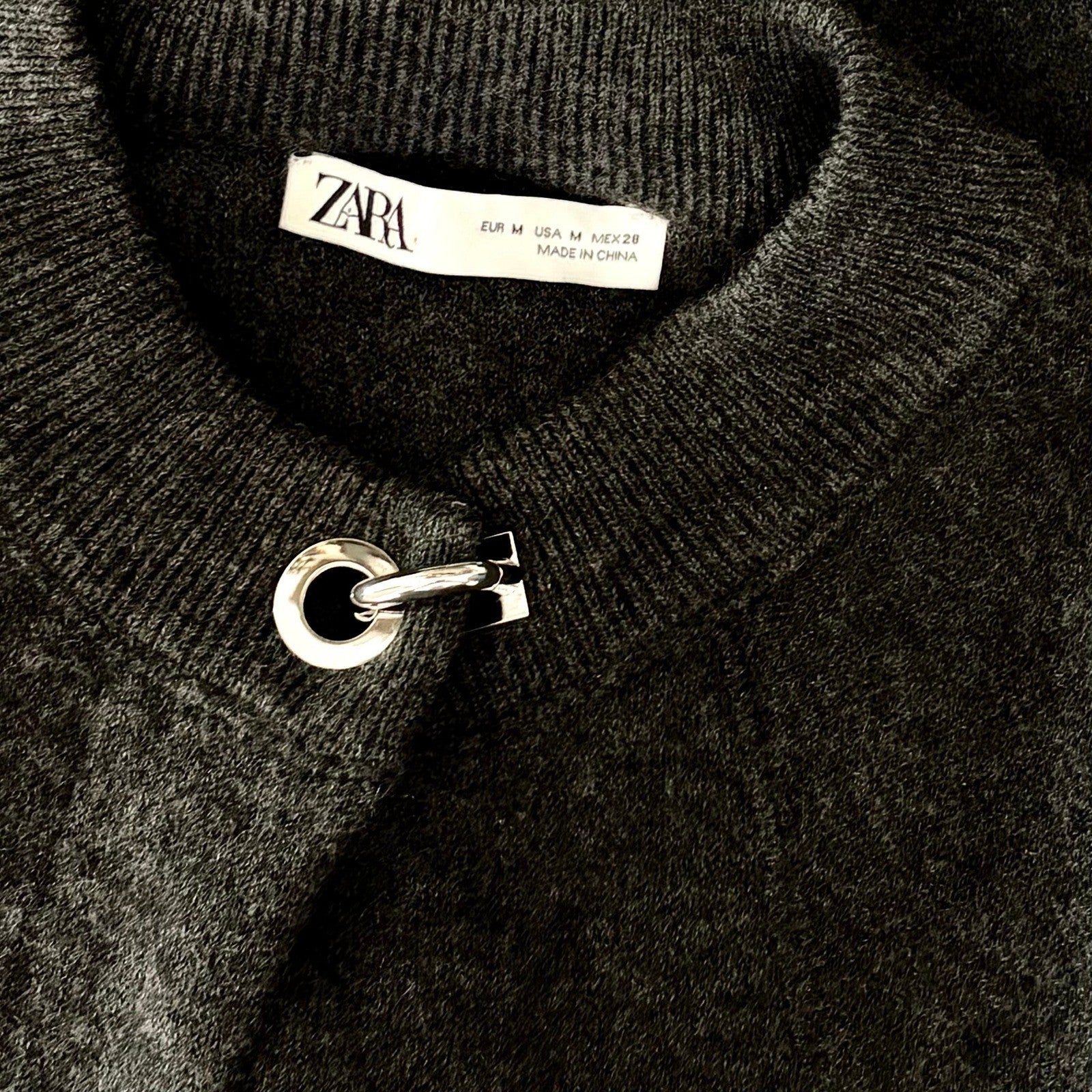 ZARA Charcoal Grey Wool Blend Cape Sweater Knitwear Knit Minimalist Medium