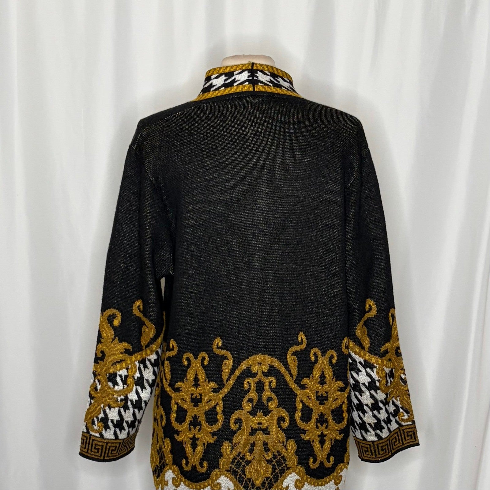 MAXSPORT Floral Duster Cardigan Sweater Wool Stripes Western Knitwear Medium