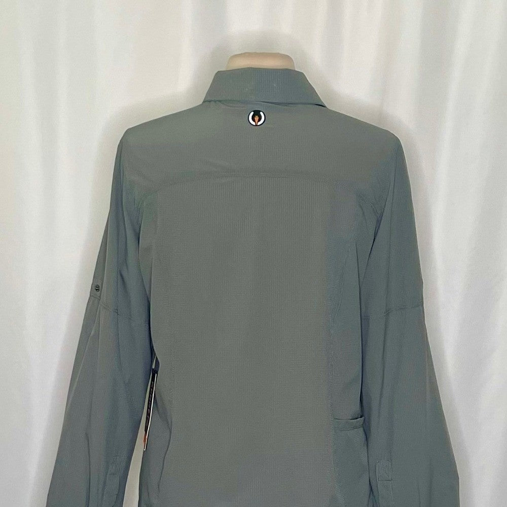 NWT!! Women's KERRITS Convertible Sun Shirt Cypress Green Snaps Equestrian Large