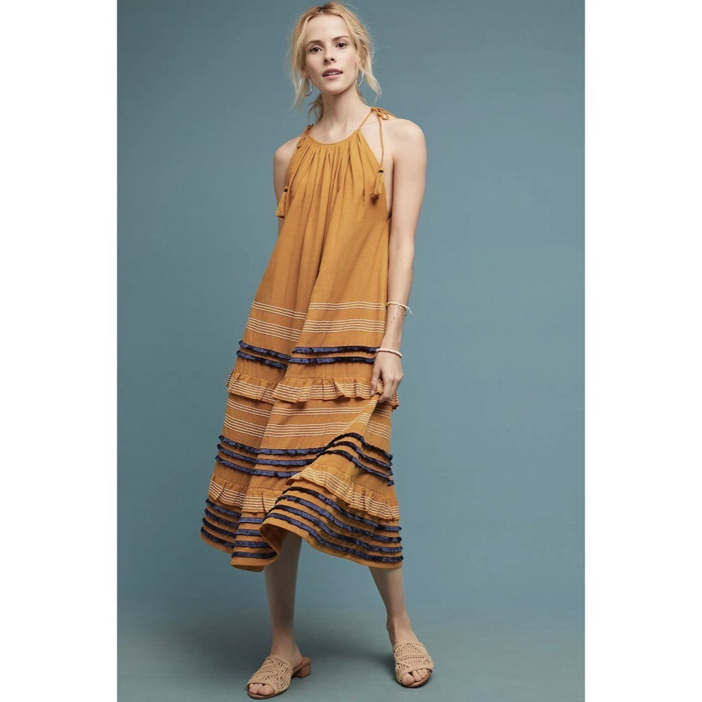 NWT!! Anthropologie COREY LYNN CALTER Serena Trapeze Dress Tiered Maxi Large
