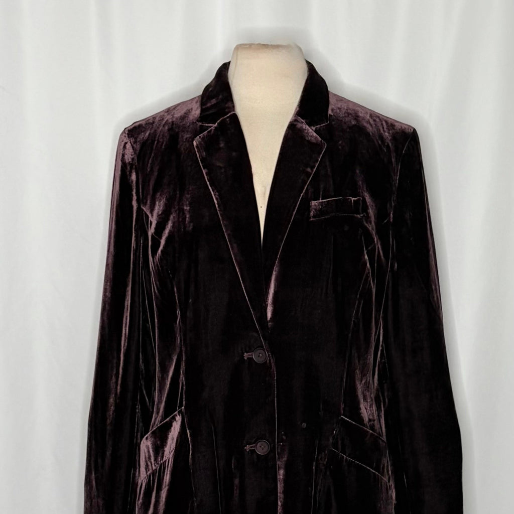 SUNDANCE Purple Silk Velvet Sofia Boyfriend Blazer Jacket Two Button Solid 10