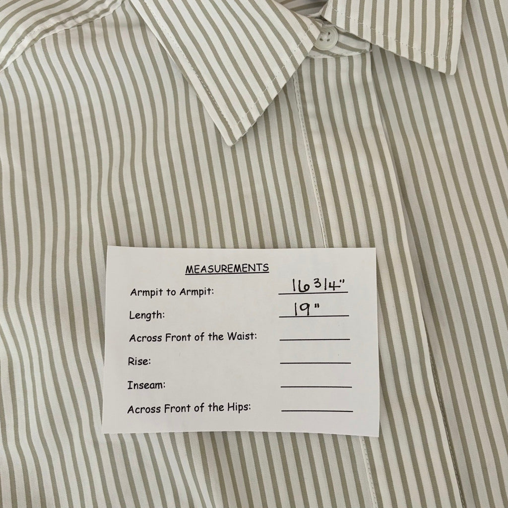 RAG & BONE Becca Striped Buttondown Shirt Top Cropped Green White Stripes Small