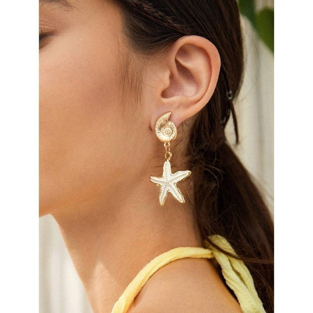NEW! Seashell Starfish Dangle Drop Fashion Earrings Resortwear Vacation Resort