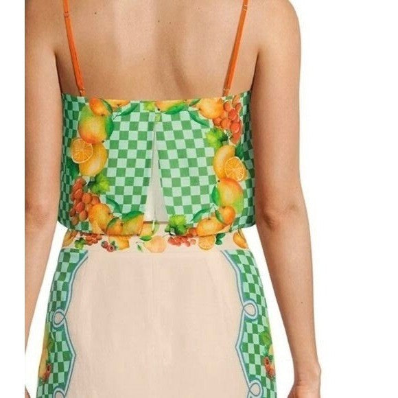 NWT!! ANTONIO MELANI Citrus Bliss Callista Cropped Linen Top Clio Mid Skirt 0